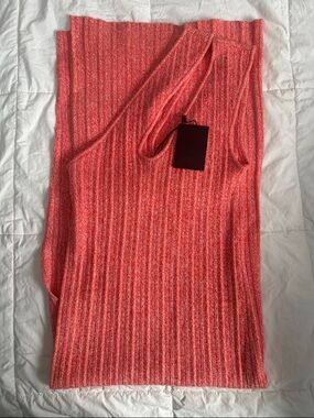 NBD Coral Ribbed Knit one Shoulder midi Dress